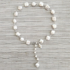 WHITE BAROQUE PEARL NECKLACE-17"