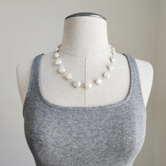 WHITE BAROQUE PEARL NECKLACE-17"