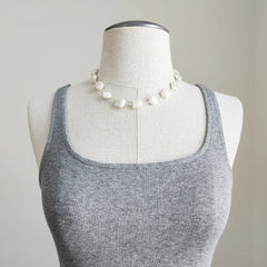 WHITE BAROQUE PEARL NECKLACE-17"